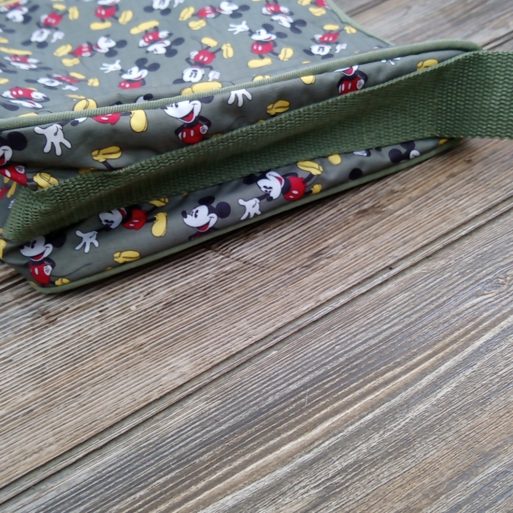 Mickey Mouse Pattern Green Textured Shoulder Bag - image 6